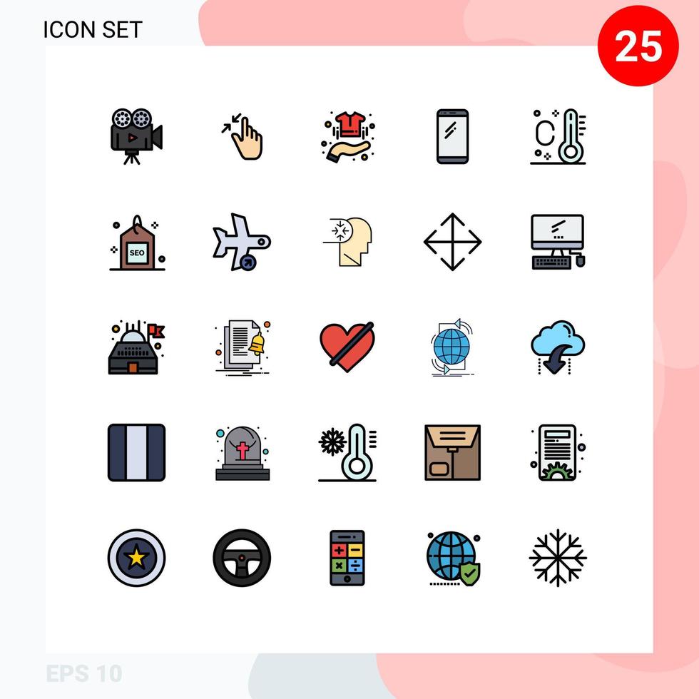25 Creative Icons Modern Signs and Symbols of android smart phone touch phone clothes Editable Vector Design Elements