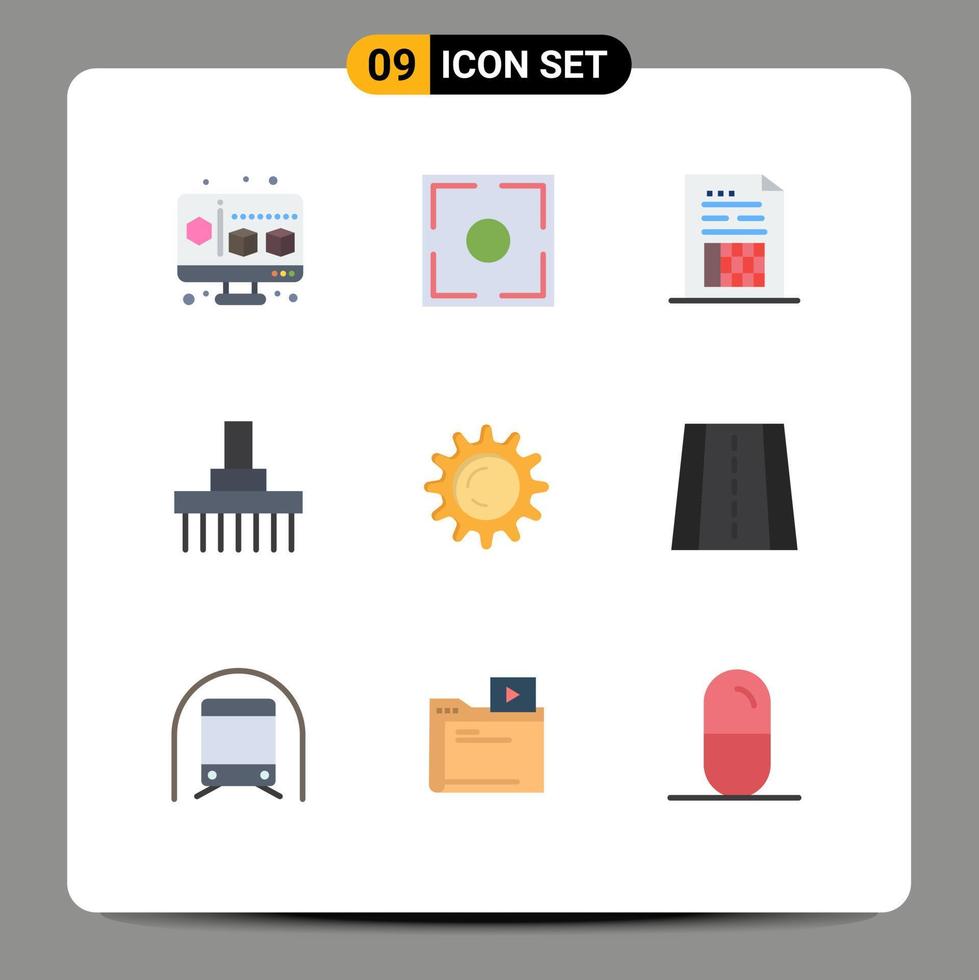 9 Flat Color concept for Websites Mobile and Apps sun rural data front combine Editable Vector Design Elements