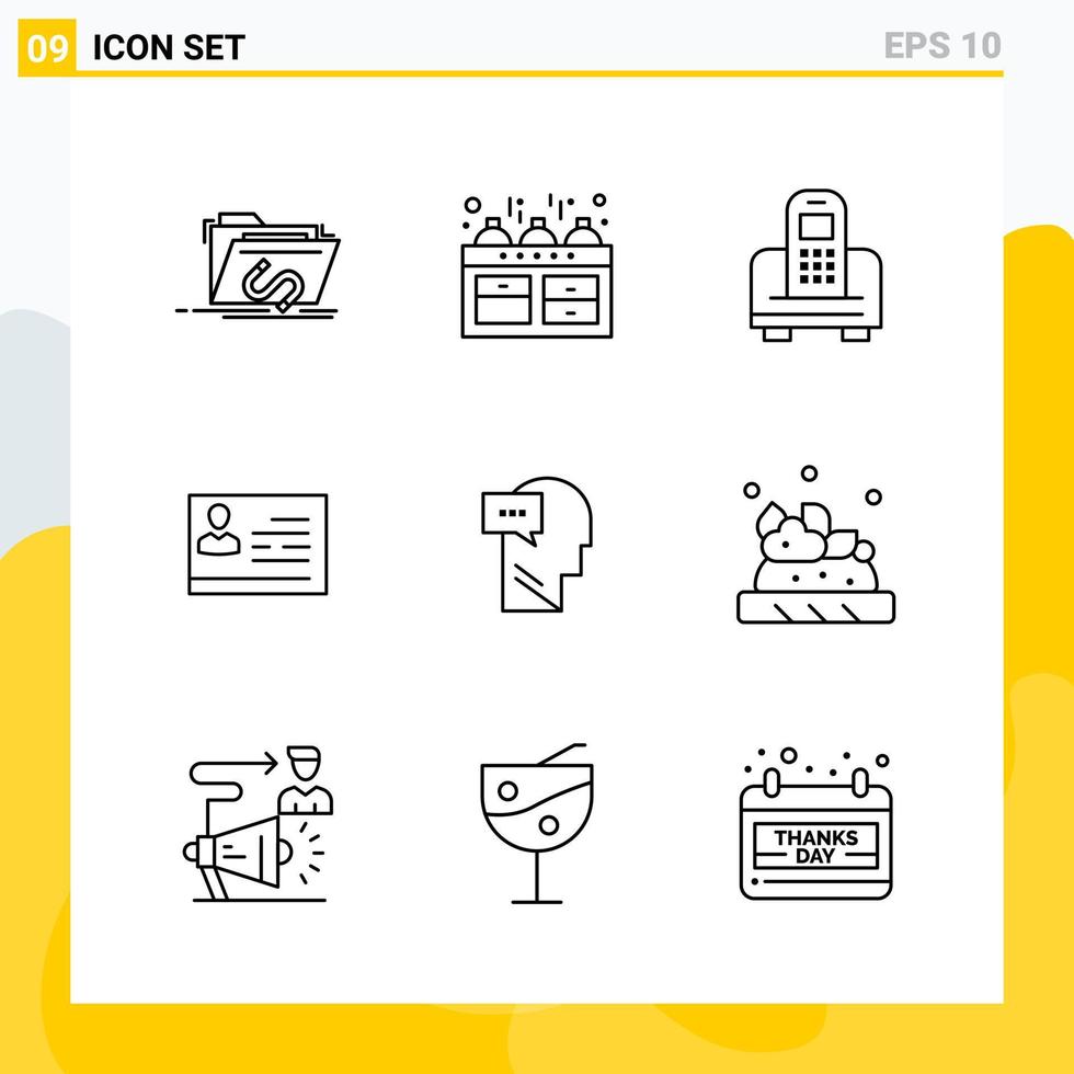 Collection of 9 Universal Line Icons Icon Set for Web and Mobile vector