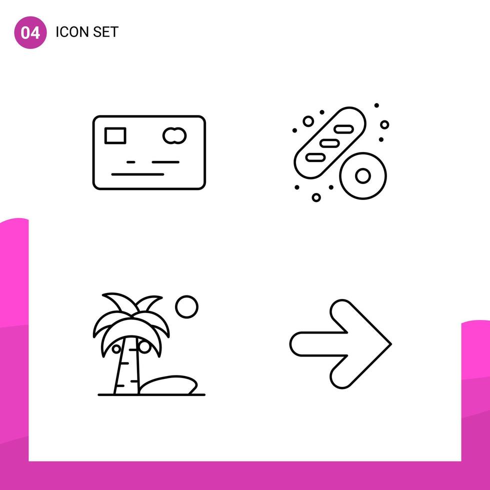 Outline Icon set Pack of 4 Line Icons isolated on White Background for responsive Website Design Print and Mobile Applications vector
