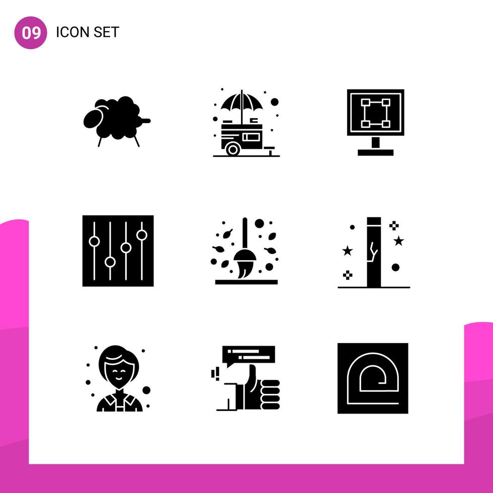 Glyph Icon set Pack of 9 Solid Icons isolated on White Background for responsive Website Design Print and Mobile Applications vector