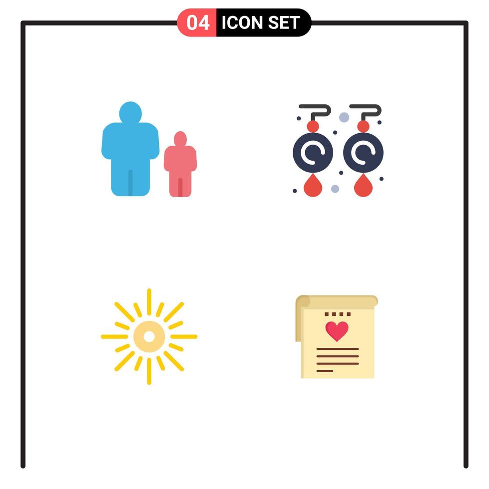4 User Interface Flat Icon Pack of modern Signs and Symbols of child light parental control jewel brightness Editable Vector Design Elements
