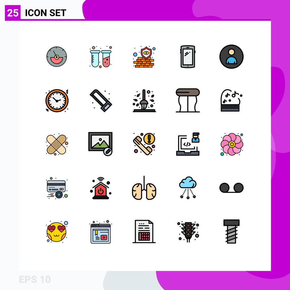 25 Filled line Flat Color concept for Websites Mobile and Apps human android antivirus mobile phone Editable Vector Design Elements