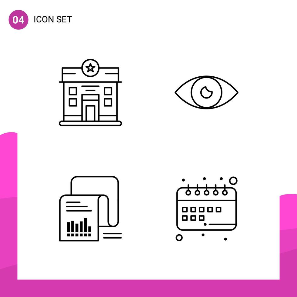 Outline Icon set Pack of 4 Line Icons isolated on White Background for responsive Website Design Print and Mobile Applications vector