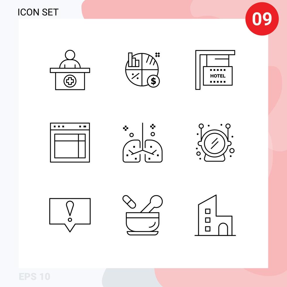 Modern Set of 9 Outlines and symbols such as health web board site design Editable Vector Design Elements