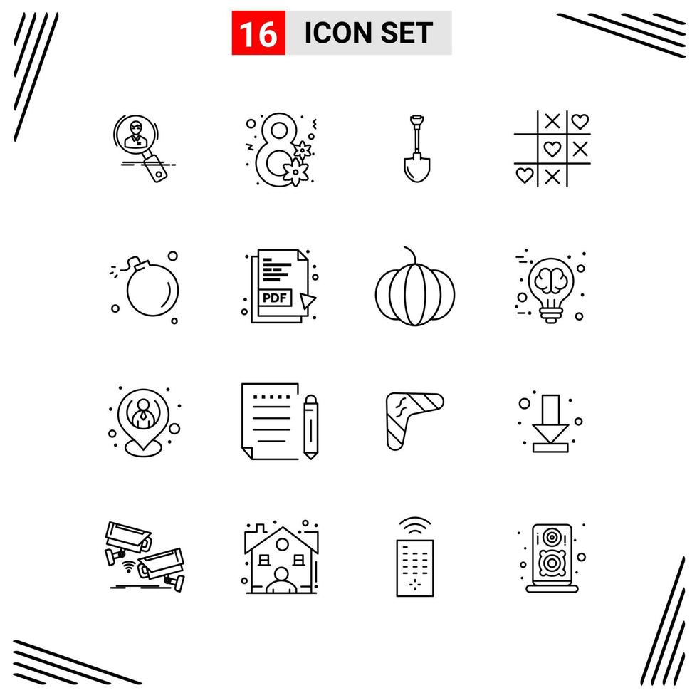 16 Icons Line Style Grid Based Creative Outline Symbols for Website Design Simple Line Icon Signs Isolated on White Background 16 Icon Set vector