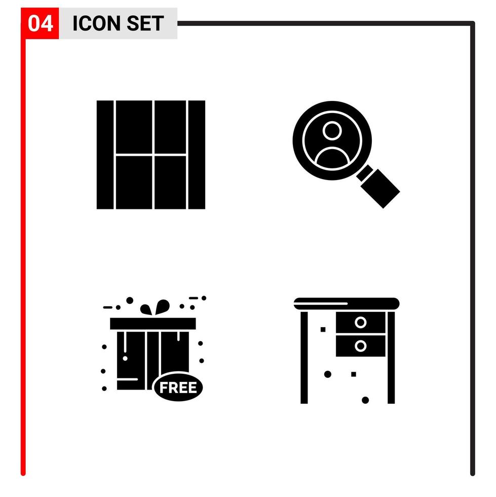 4 General Icons for website design print and mobile apps 4 Glyph Symbols Signs Isolated on White Background 4 Icon Pack vector