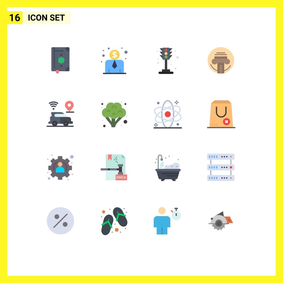 Set of 16 Modern UI Icons Symbols Signs for map car life writer type Editable Pack of Creative Vector Design Elements