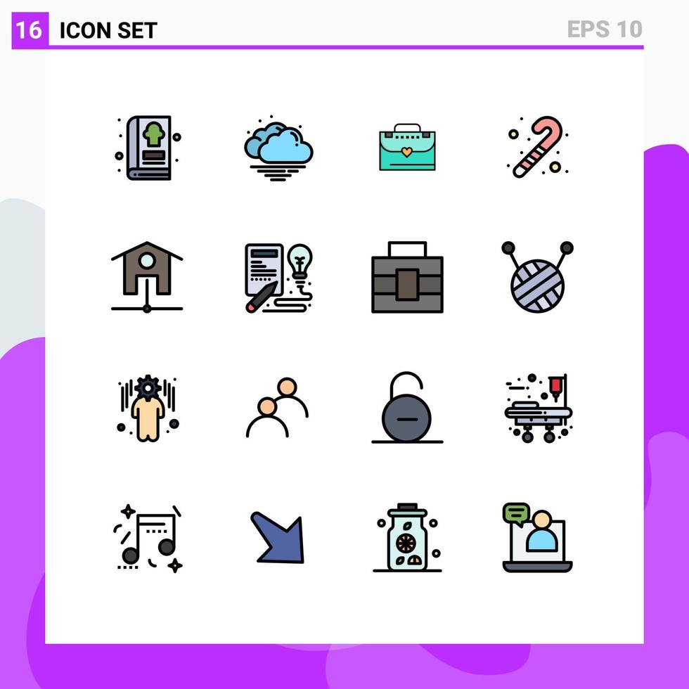 16 Flat Color Filled Line concept for Websites Mobile and Apps idea wifi briefcase smart house baby Editable Creative Vector Design Elements