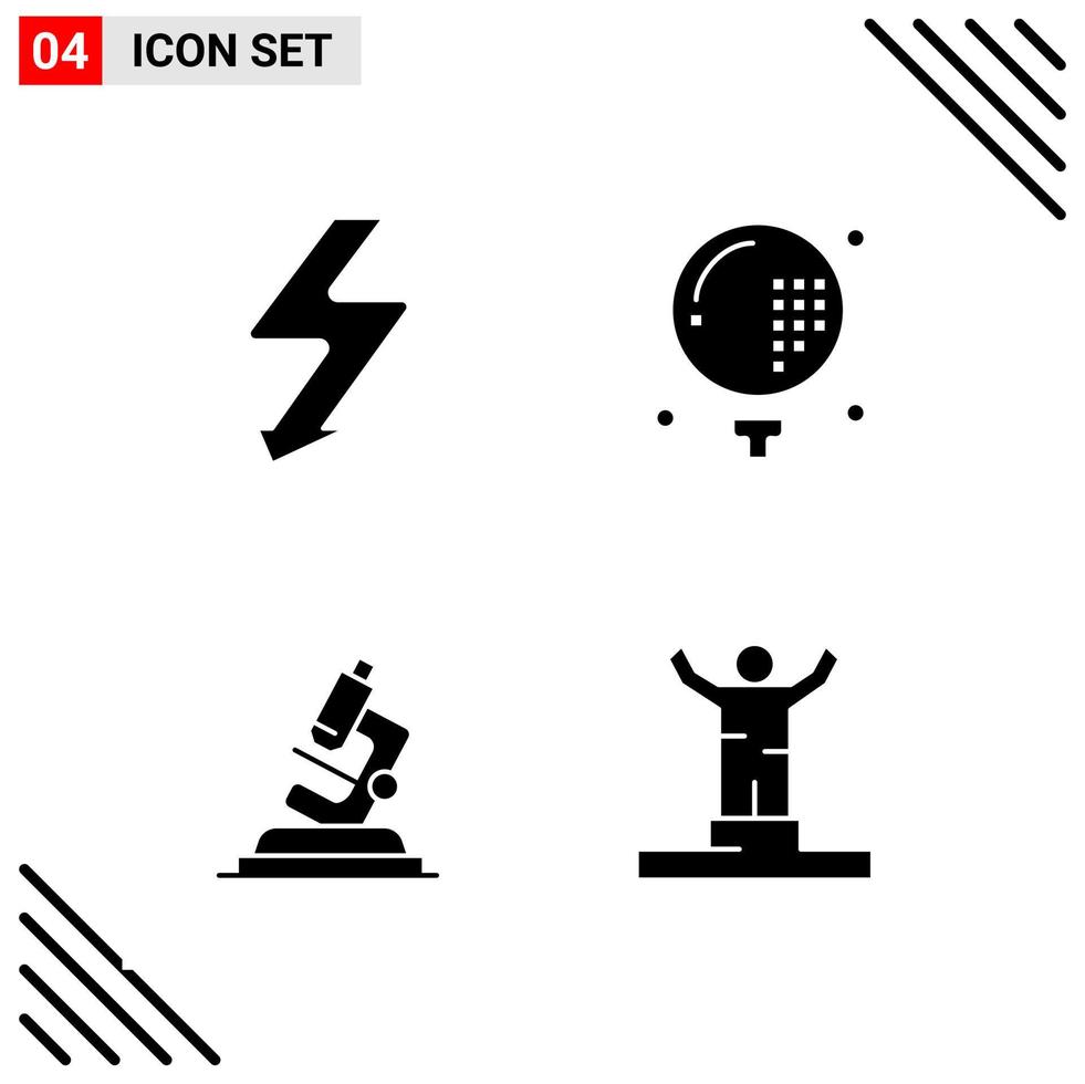 Pixle Perfect Set of 4 Solid Icons Glyph Icon Set for Webite Designing and Mobile Applications Interface vector