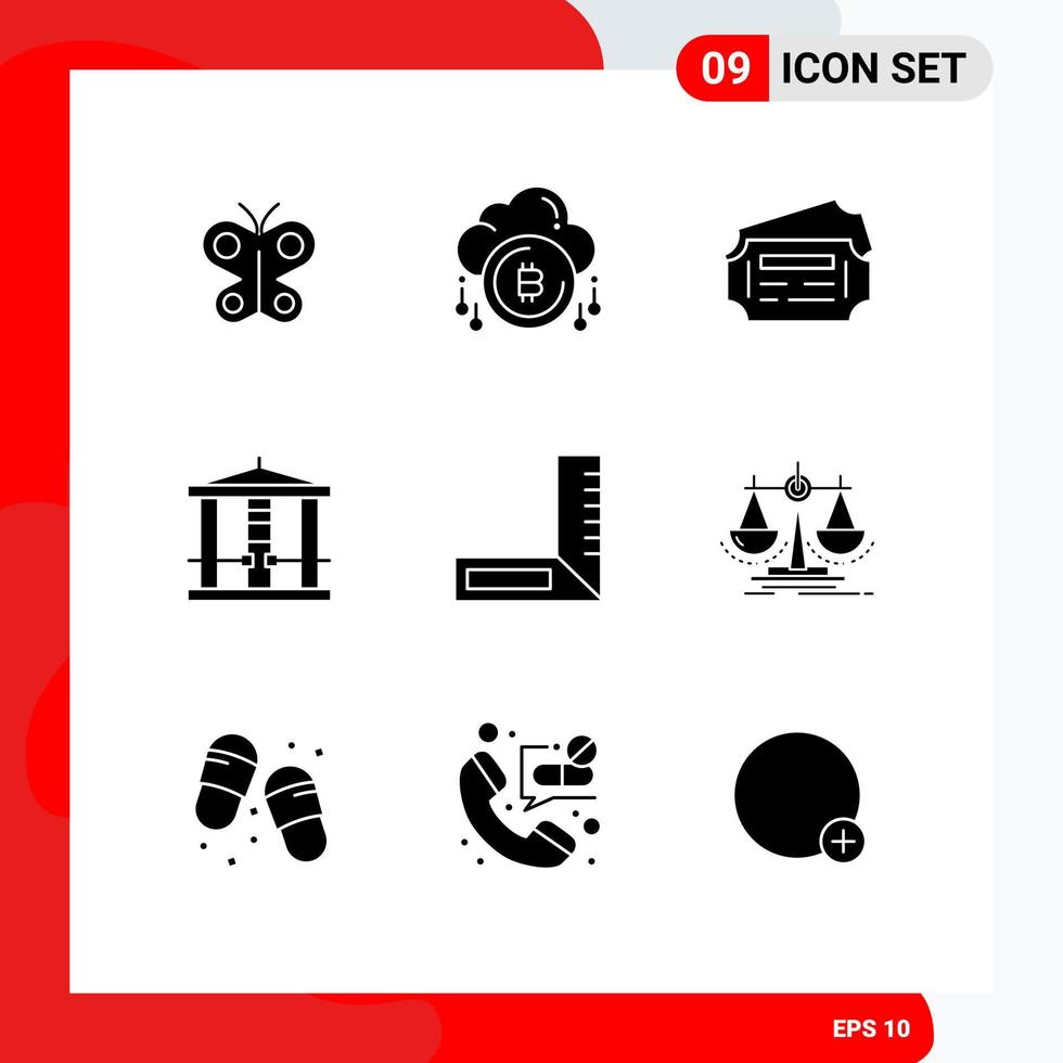 conjunto de 9 iconos de ui modernos símbolos signos para construcción asesinato moneda asesino decapitar elementos de diseño vectorial editables vector