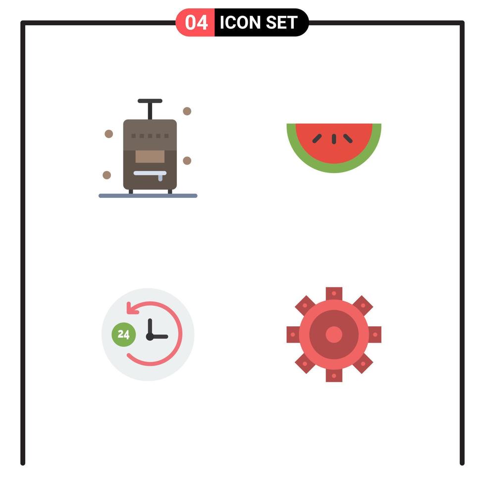 Stock Vector Icon Pack of 4 Line Signs and Symbols for bag support vacation watermelon building Editable Vector Design Elements