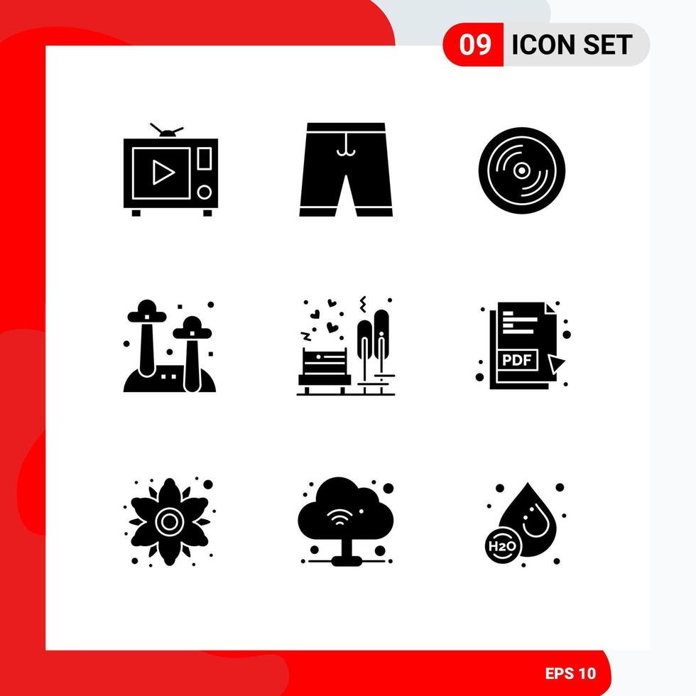 paquete de iconos de vectores de stock de 9 signos y símbolos de línea para elementos de diseño de vectores editables de comida de hongos de cd de naturaleza de fecha