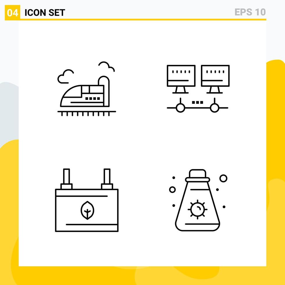 Collection of 4 Universal Line Icons Icon Set for Web and Mobile vector