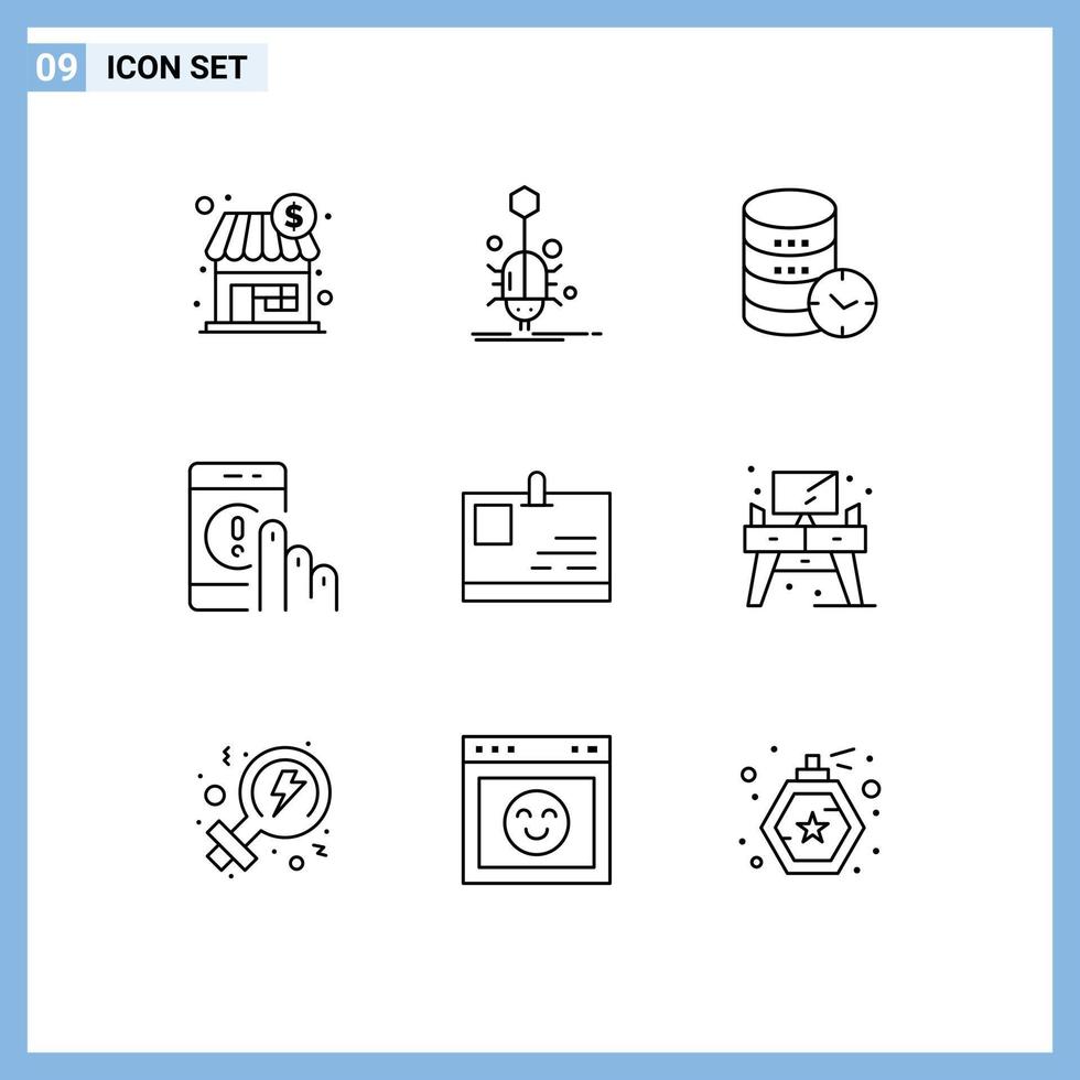 Modern Set of 9 Outlines and symbols such as help communication web click web Editable Vector Design Elements