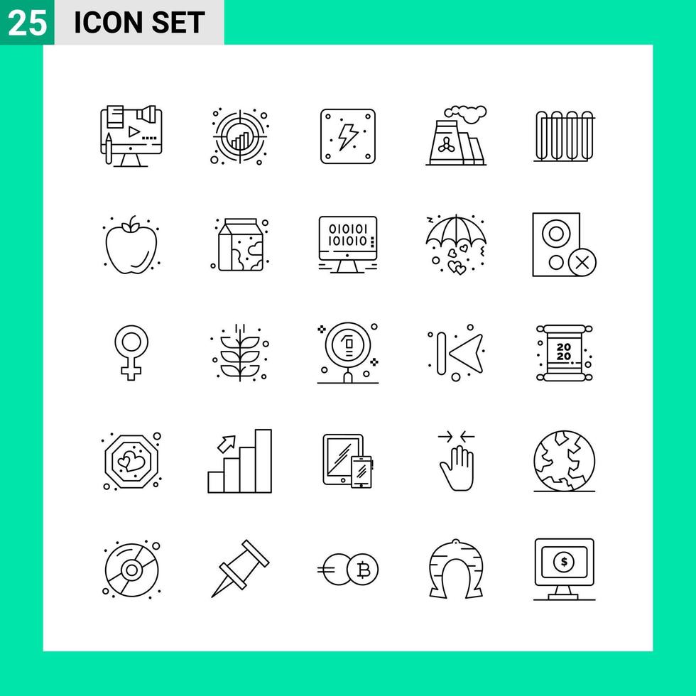 paquete de 25 iconos de estilo de línea establece símbolos de esquema para imprimir signos creativos aislados en fondo blanco vector