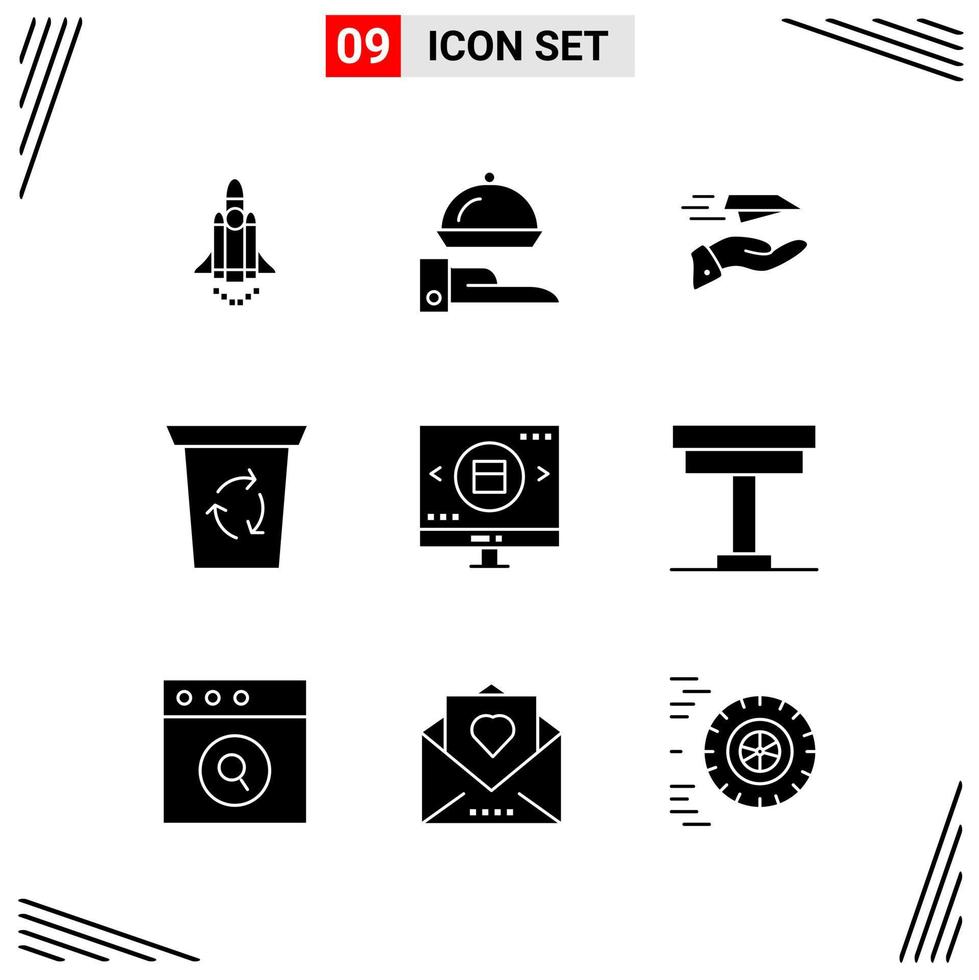 9 Icons Solid Style Grid Based Creative Glyph Symbols for Website Design Simple Solid Icon Signs Isolated on White Background 9 Icon Set vector