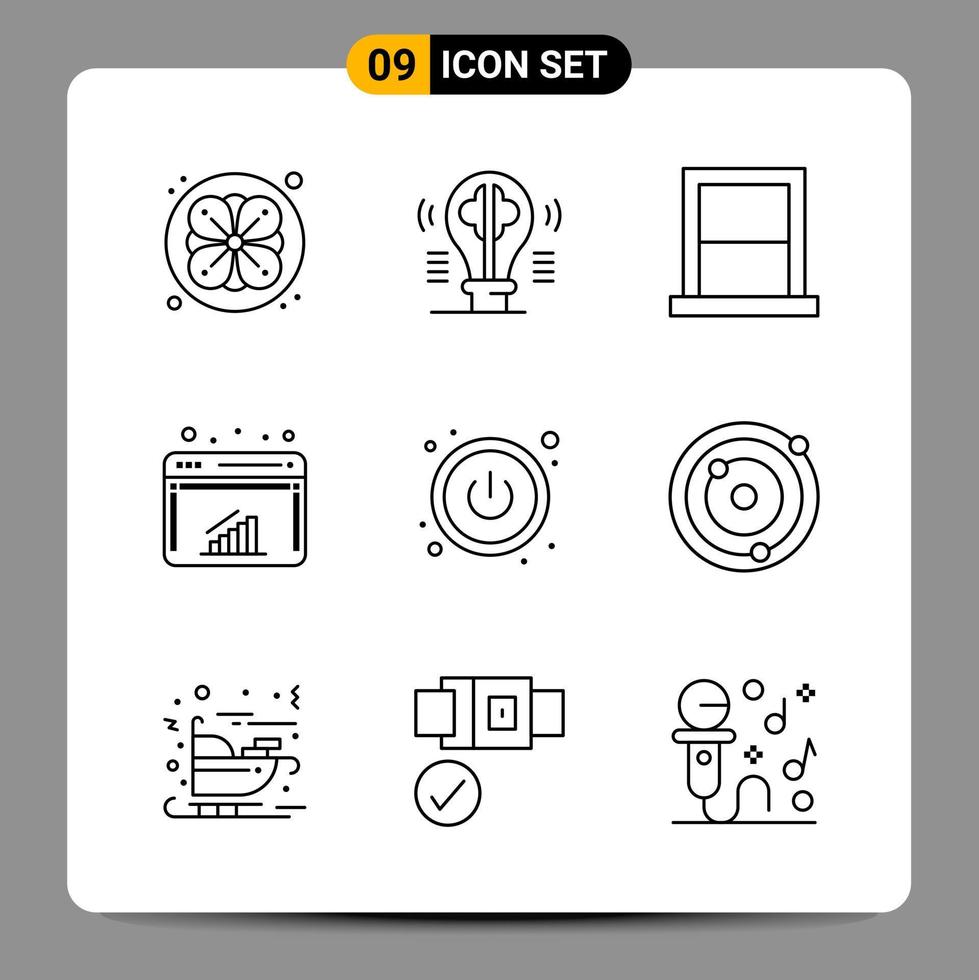 Paquete de 9 iconos negros símbolos de contorno signos para diseños receptivos sobre fondo blanco 9 conjunto de iconos vector