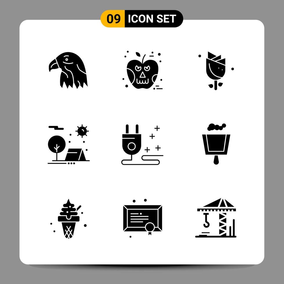 9 Black Icon Pack Glyph Symbols Signs for Responsive designs on white background 9 Icons Set vector