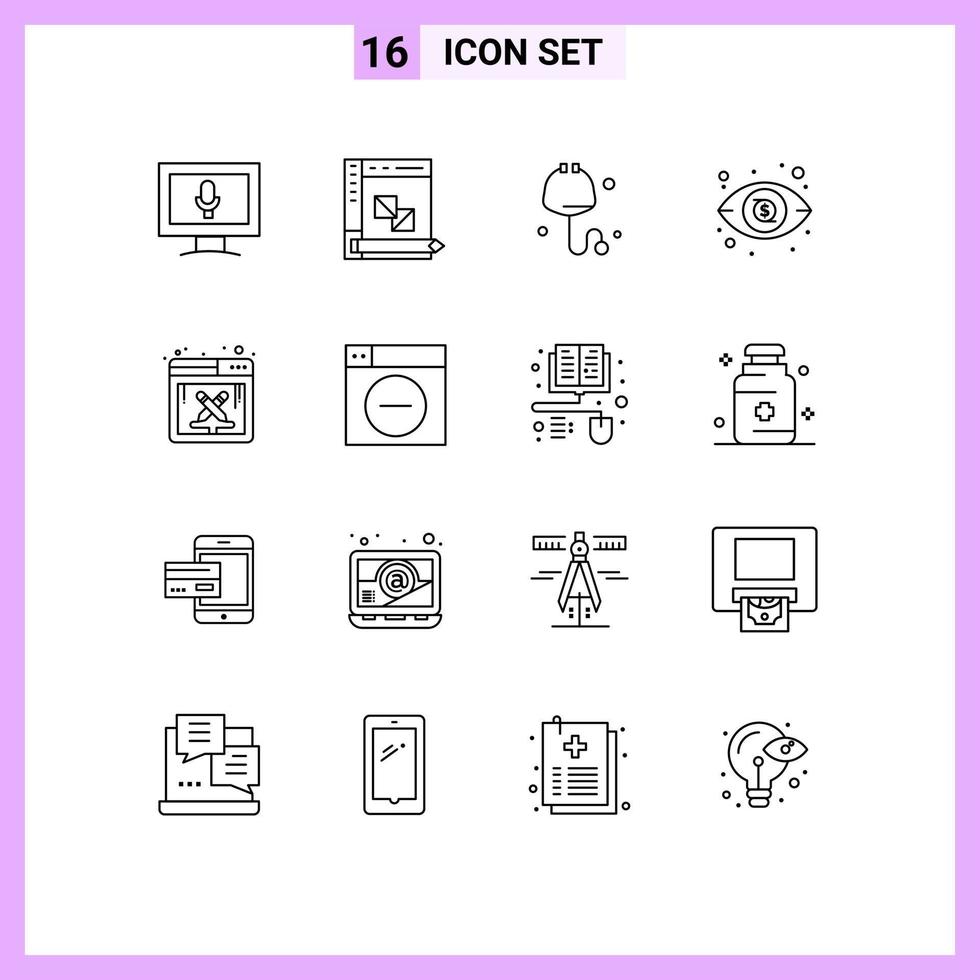 16 Universal Outline Signs Symbols of work design work check design investment Editable Vector Design Elements