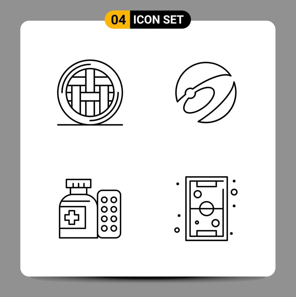 4 Black Icon Pack Outline Symbols Signs for Responsive designs on white background 4 Icons Set vector