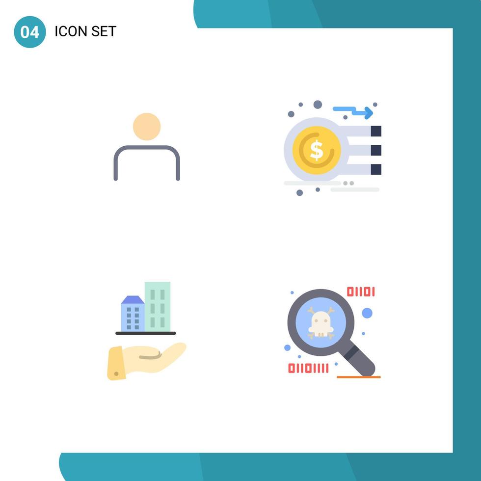 Modern Set of 4 Flat Icons Pictograph of instagram money sets currency business Editable Vector Design Elements