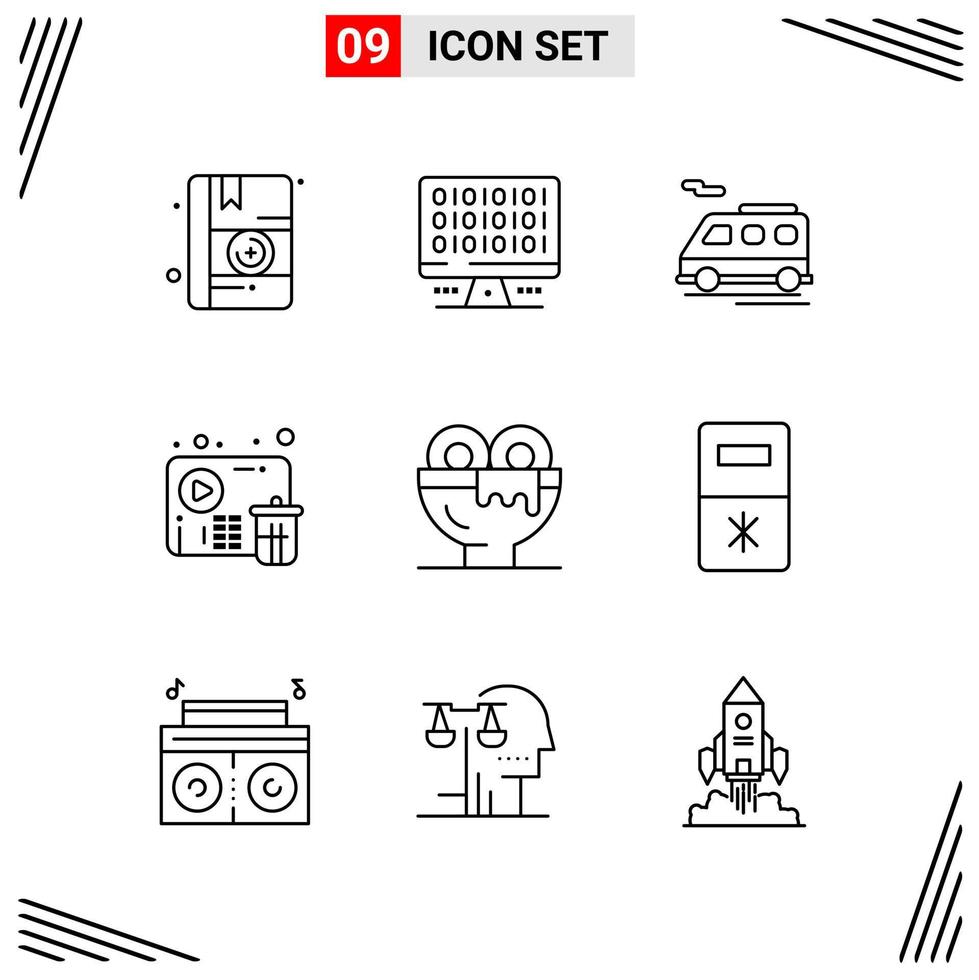 9 Icons Line Style Grid Based Creative Outline Symbols for Website Design Simple Line Icon Signs Isolated on White Background 9 Icon Set vector