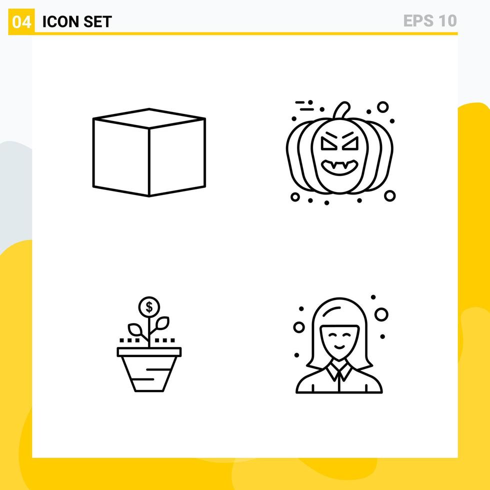 Collection of 4 Universal Line Icons Icon Set for Web and Mobile vector