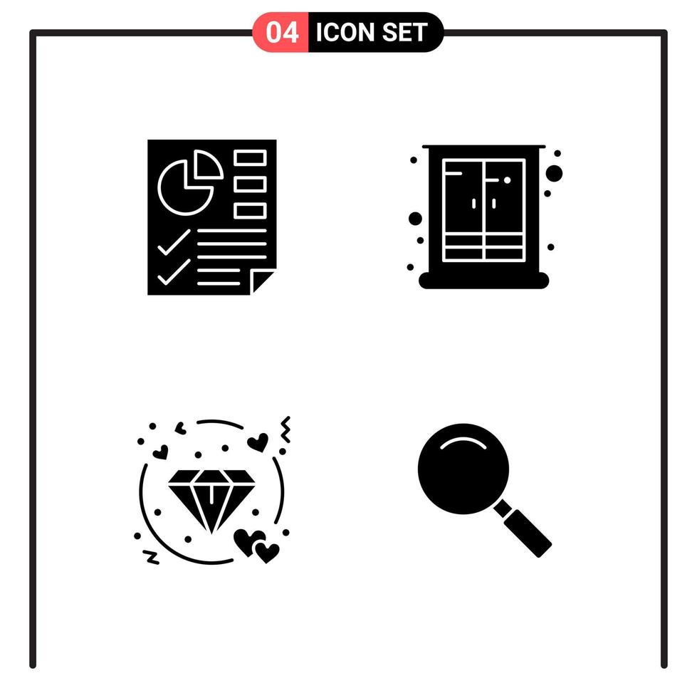 Set of 4 Solid Style Icons for web and mobile Glyph Symbols for print Solid Icon Signs Isolated on White Background 4 Icon Set vector