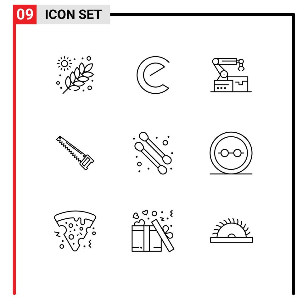 9 Creative Icons Modern Signs and Symbols of beauty construction atoumated bade saw Editable Vector Design Elements