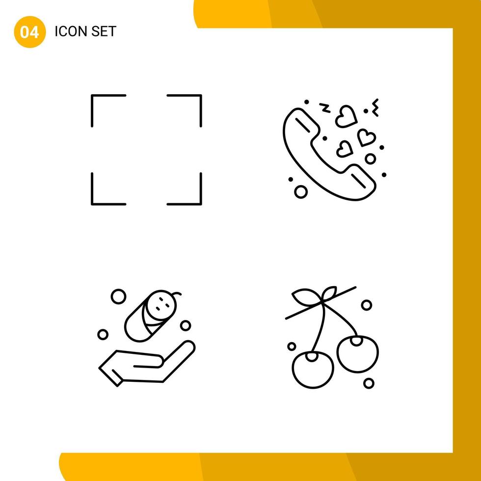 4 Icon Set Line Style Icon Pack Outline Symbols isolated on White Backgound for Responsive Website Designing vector