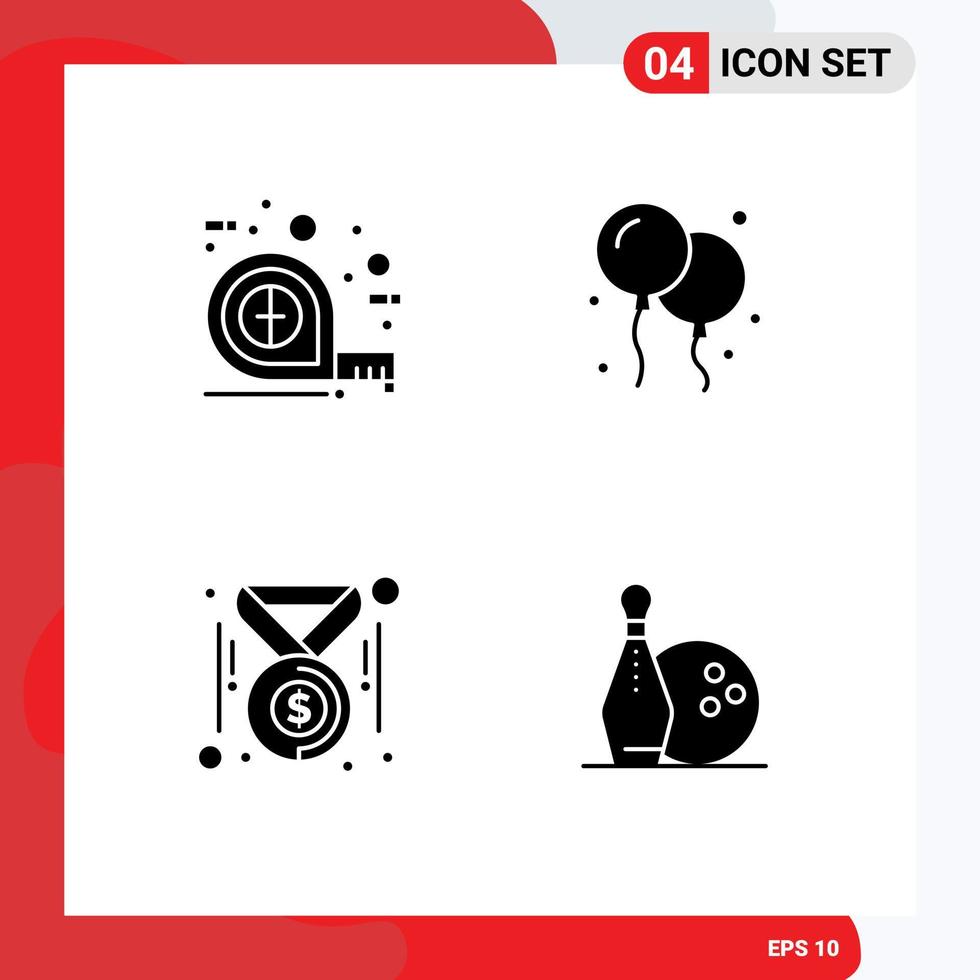 Pack of 4 creative Solid Glyphs of measuring dollar scale canada activity Editable Vector Design Elements