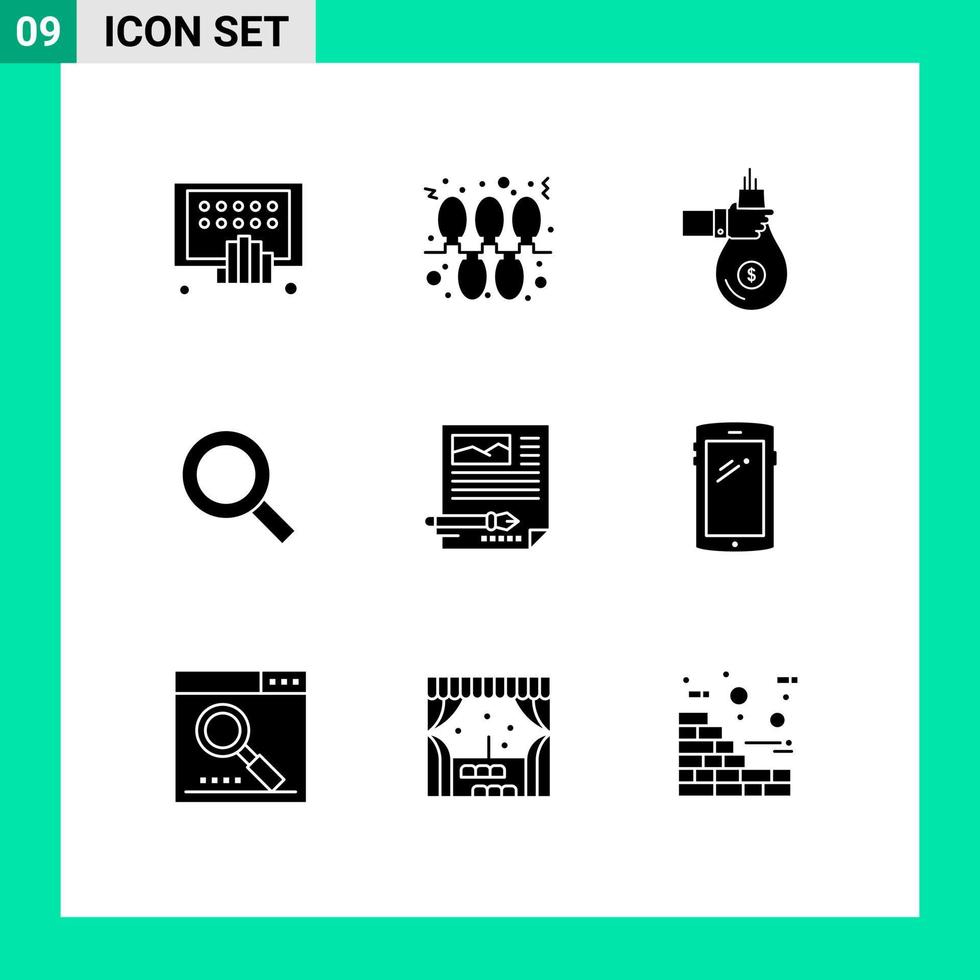 9 Creative Icons Modern Signs and Symbols of zoom magnifier holidays offer investment Editable Vector Design Elements