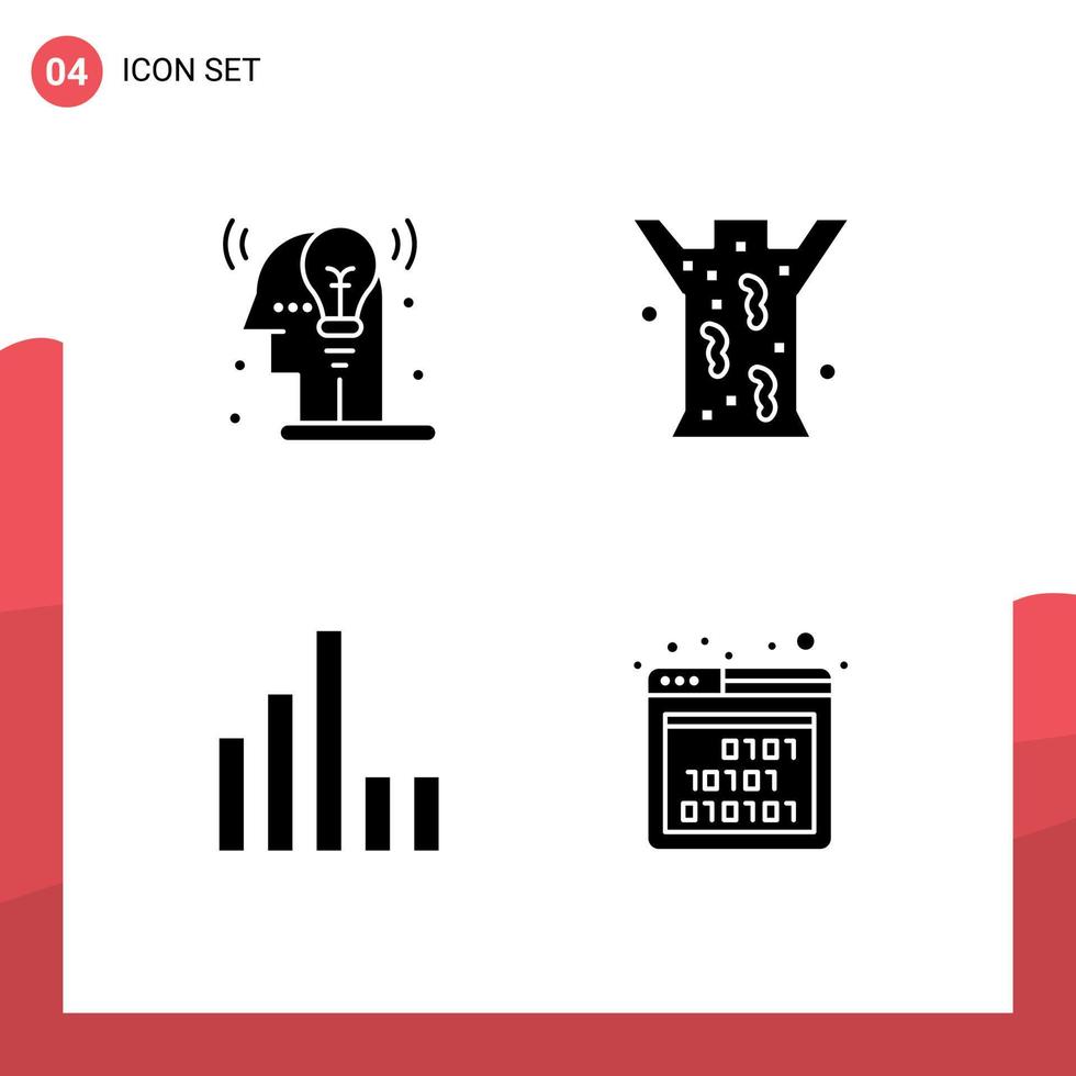 paquete de línea de vector editable de 4 glifos sólidos simples de idea de teléfono creativo sanguijuela elementos de diseño de vector editable binario