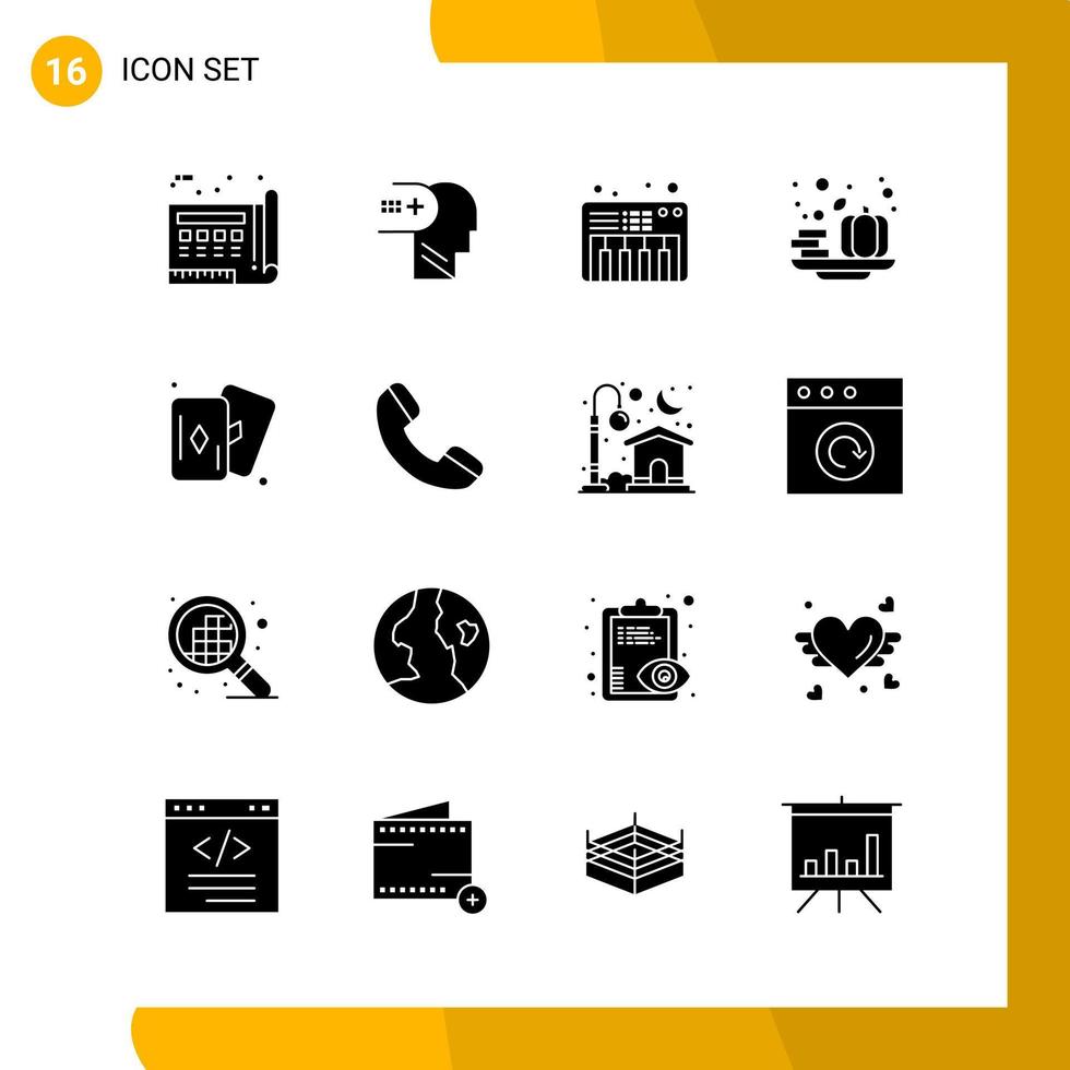 16 Icon Set Solid Style Icon Pack Glyph Symbols isolated on White Backgound for Responsive Website Designing vector