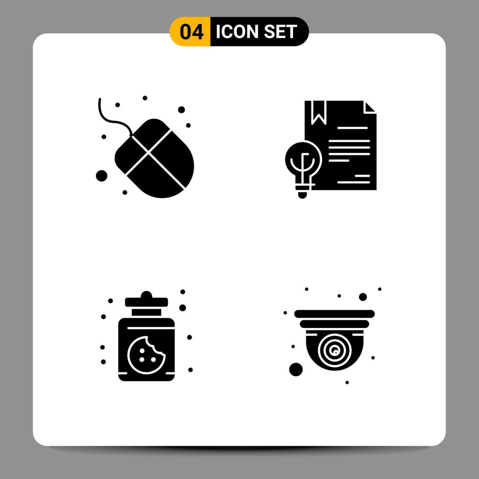 4 Black Icon Pack Glyph Symbols Signs for Responsive designs on white background 4 Icons Set vector