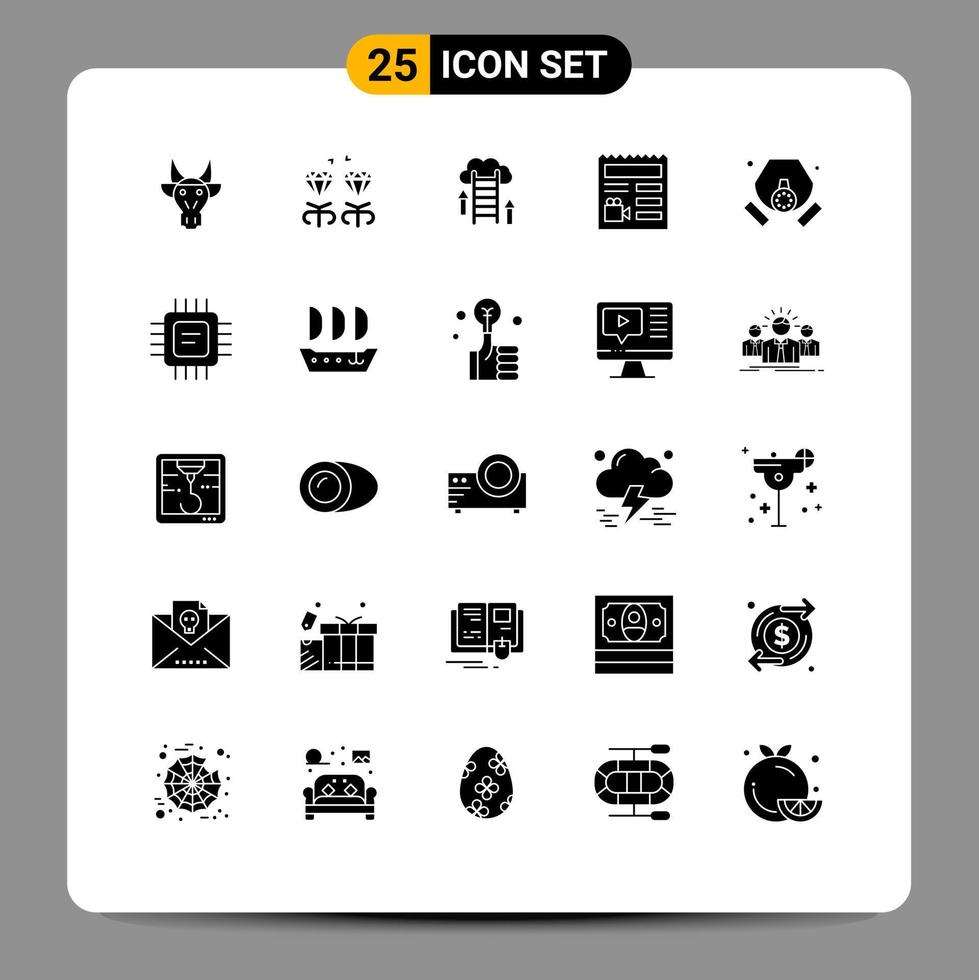 Universal Icon Symbols Group of 25 Modern Solid Glyphs of camera basic mom document data Editable Vector Design Elements