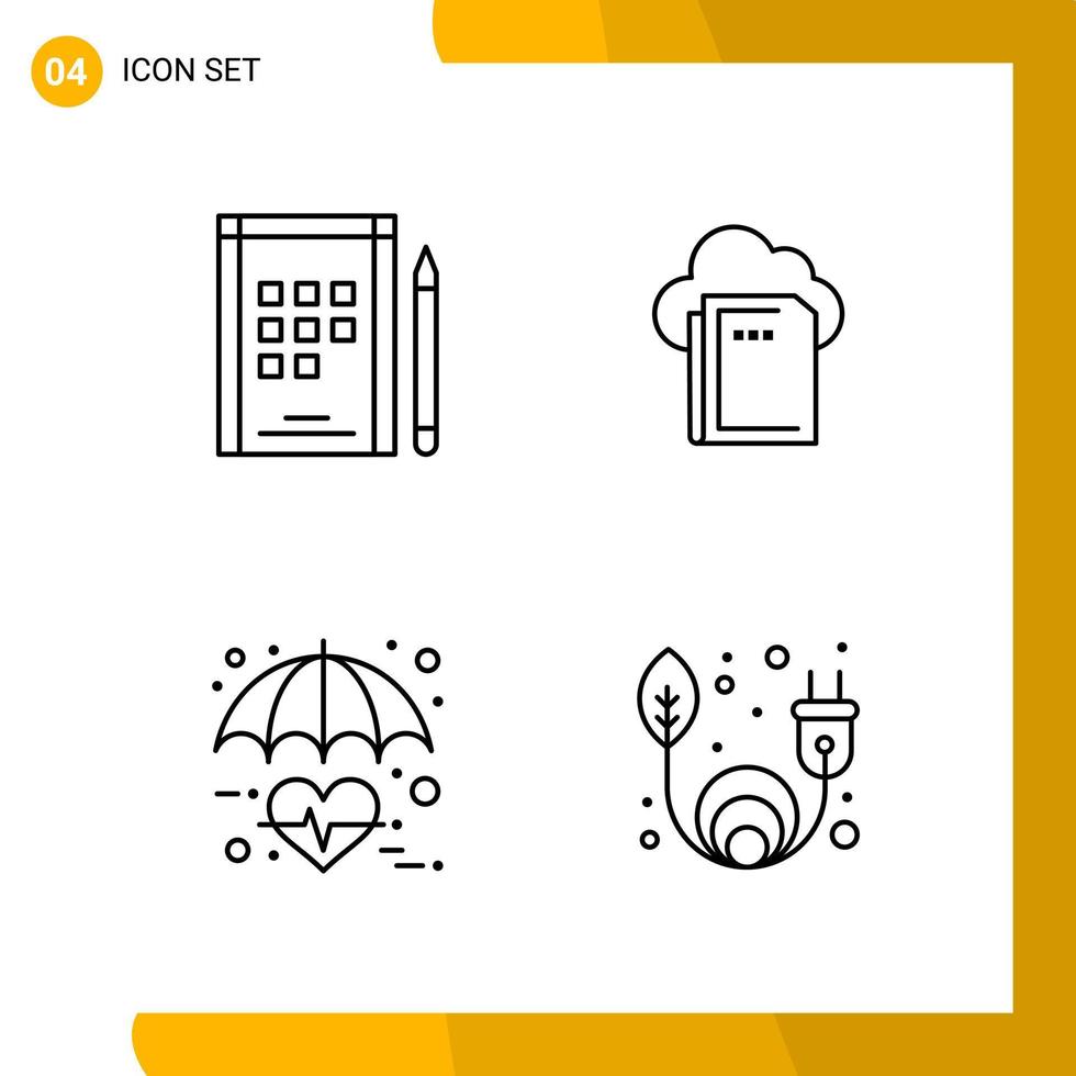 4 Icon Set Line Style Icon Pack Outline Symbols isolated on White Backgound for Responsive Website Designing vector