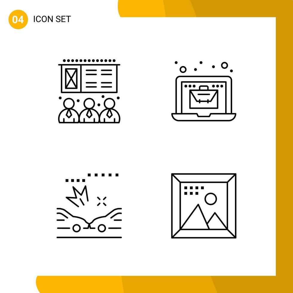 4 Icon Set Line Style Icon Pack Outline Symbols isolated on White Backgound for Responsive Website Designing vector