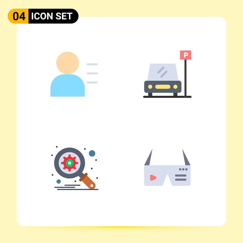 Pack of 4 creative Flat Icons of education search car area computing Editable Vector Design Elements