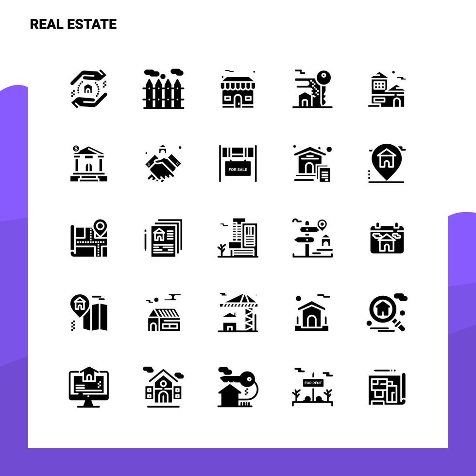 25 Real Estate Icon set Solid Glyph Icon Vector Illustration Template For Web and Mobile Ideas for business company
