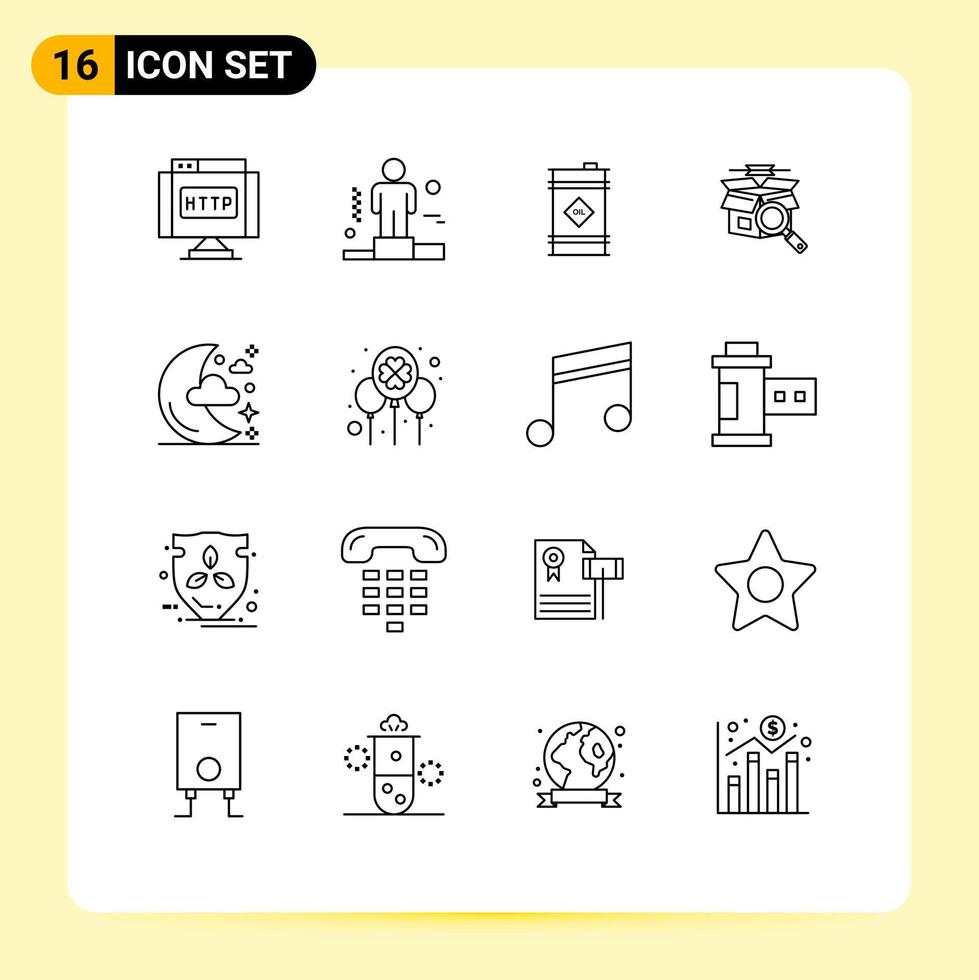 Group of 16 Modern Outlines Set for moon e shopping barrel online search box Editable Vector Design Elements
