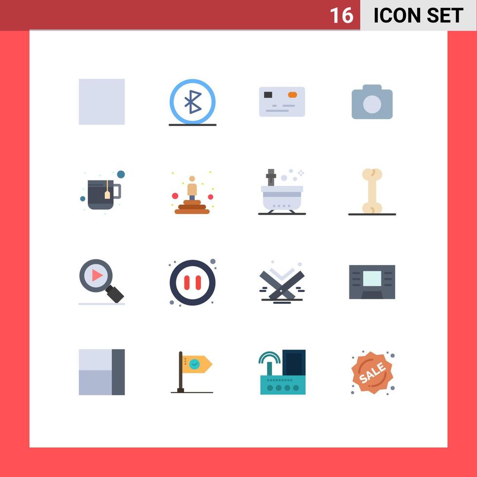 Universal Icon Symbols Group of 16 Modern Flat Colors of mug image network camera payment Editable Pack of Creative Vector Design Elements