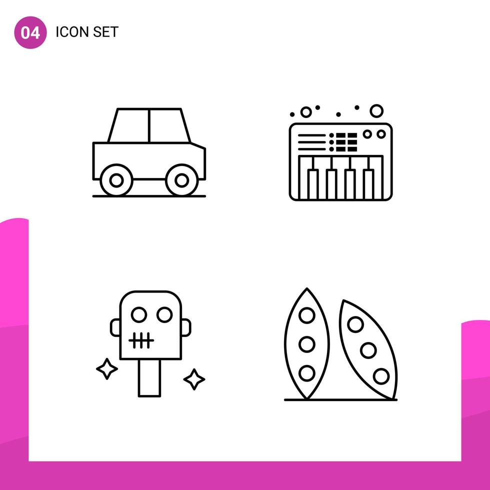 Outline Icon set Pack of 4 Line Icons isolated on White Background for responsive Website Design Print and Mobile Applications vector