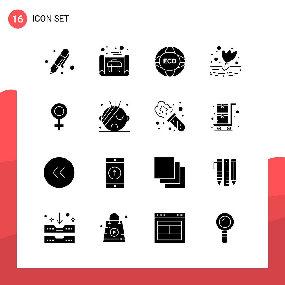 Pack of 16 Universal Glyph Icons for Print Media on White Background vector