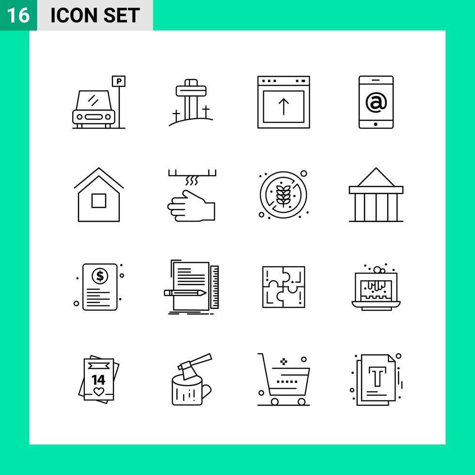 Pack of 16 Line Style Icon Set Outline Symbols for print Creative Signs Isolated on White Background 16 Icon Set vector