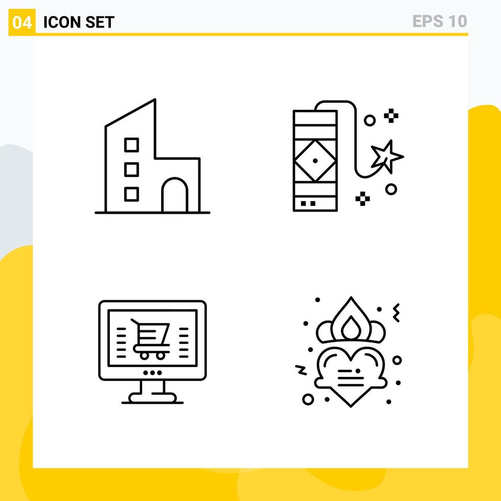 Collection of 4 Universal Line Icons Icon Set for Web and Mobile vector