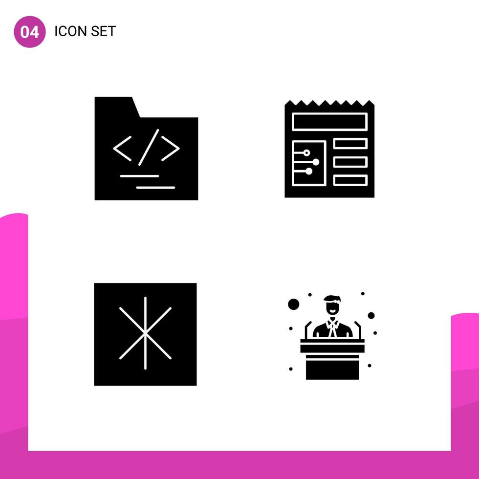 Glyph Icon set Pack of 4 Solid Icons isolated on White Background for responsive Website Design Print and Mobile Applications vector