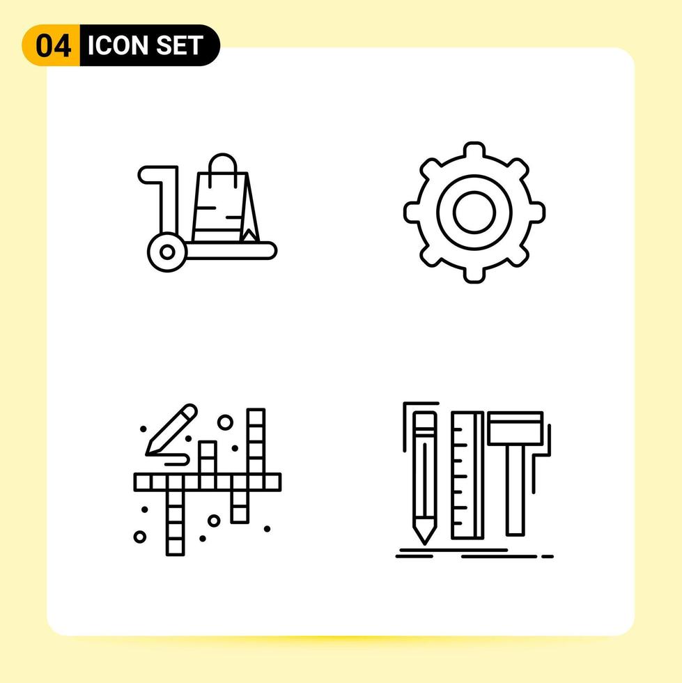 4 Creative Icons for Modern website design and responsive mobile apps 4 Outline Symbols Signs on White Background 4 Icon Pack vector