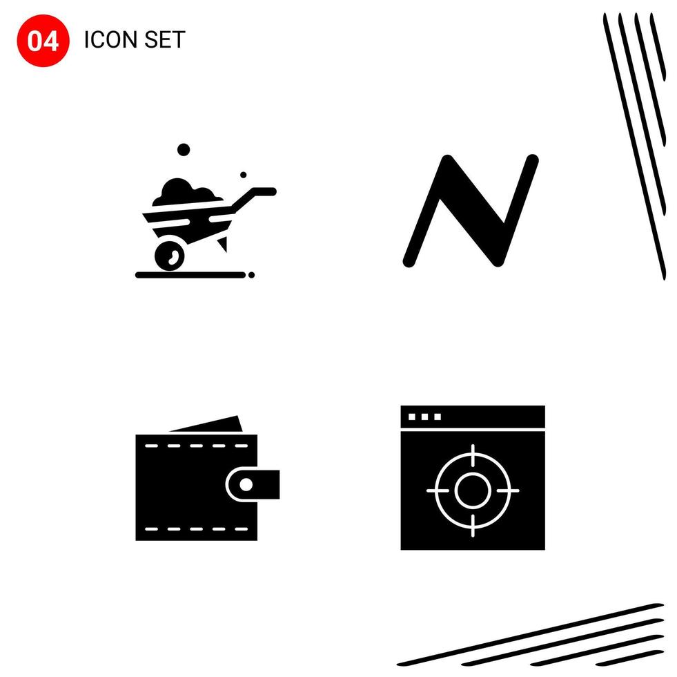 Collection of 4 Vector Icons in solid style Pixle Perfect Glyph Symbols for Web and Mobile Solid Icon Signs on White Background 4 Icons